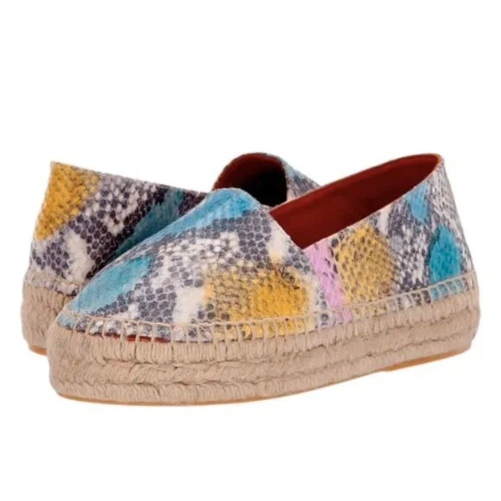 New Kurt Geiger Morella Leather Rainbow Snake platform Espadrilles Multicolor